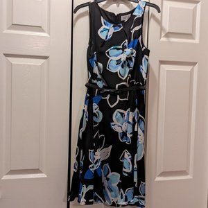 Elle Black Floral Fit and Flare Dress/Sundress, Elle Brand